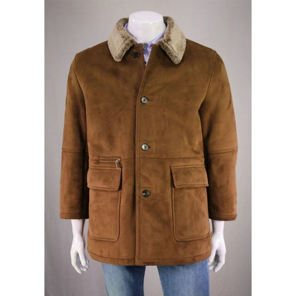 Wilkes-Bashford Other - Wilkes-Bashford Brown Faux Suede Shearling Ranch Overcoat Men's US Small
